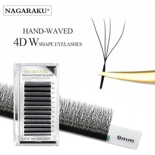 NAGARAKU Automatic Flowering W Shape Bloom 3D Premade Fans Eyelash Extensions Natural Soft Light Individual Lashes Full Dense