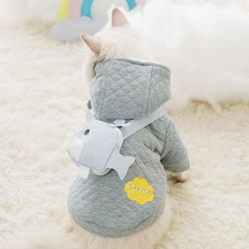 Cat Clothes Winter Cute Cartoon Whale Warm Winter Cotton-Padded Coat Teddy Small Dog Cat Pet Clothing