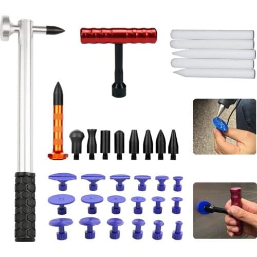 OUTILS DENT RÉPARATION OUTILS KIT T-BAR MAIN POUSSOIR COLLE ONGLETS EXTRACTEUR MARTEAU ABATTRE STYLOS