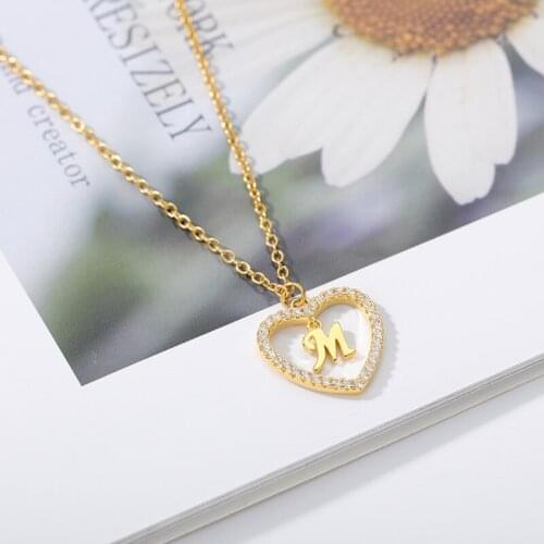 A-Z Initials Letter Heart Pendant Necklace For Women 26 Alphabet Zircon Love Necklaces Girls Jewelry Gifts Accessories BFF