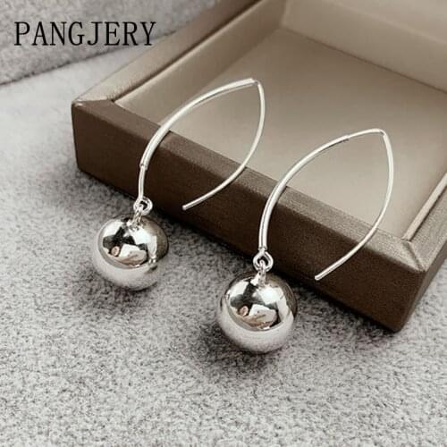 PANGJERY 925 Sterling Silver Long Drop Earrings for Women INS Fashion Exquisite Chic Small Ball Anniversary Fine Jewelry Gifts