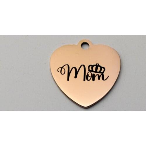 20pcs Crown Mom Heart Charms Stainless Steel Pendant Mother Charm DIY Handmade Accessories