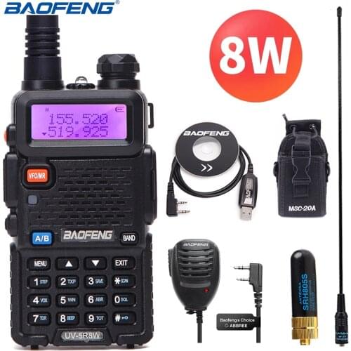BaoFeng UV 5R 8W Two Way Radio Real 8W 10KM 128CH Dual Band VHF(136-174MHz)UHF(400-520MHz) Amateur Ham Portable Walkie Talkie