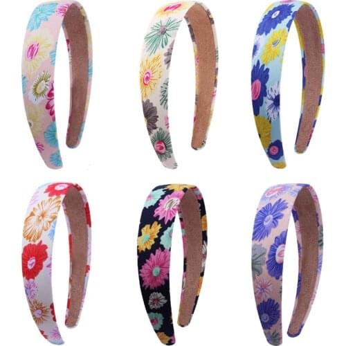 Meimile print flower headbands for women girls hair accessories plaid colorful headdress of kids classical element flower print