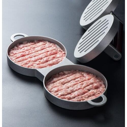 Double Burger Press Round Shape Hamburger Press Aluminum Alloy Hamburger Meat Beef Grill Burger Press Kitchen Food Mold