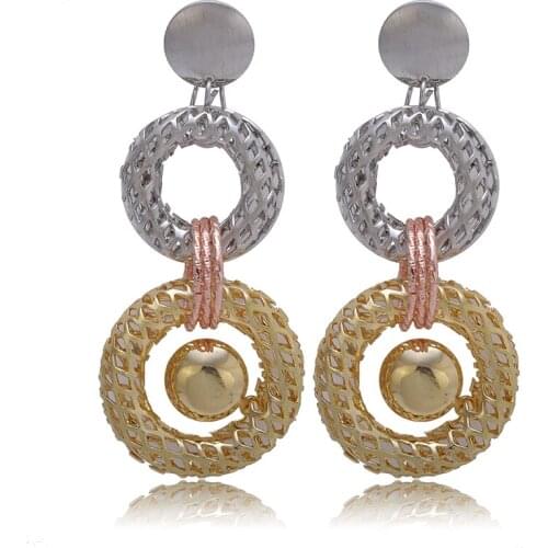 Manufacturers selling Three color hanging wheels earrings two wear fashion temperament Korean earrings fine jewelry Accessories