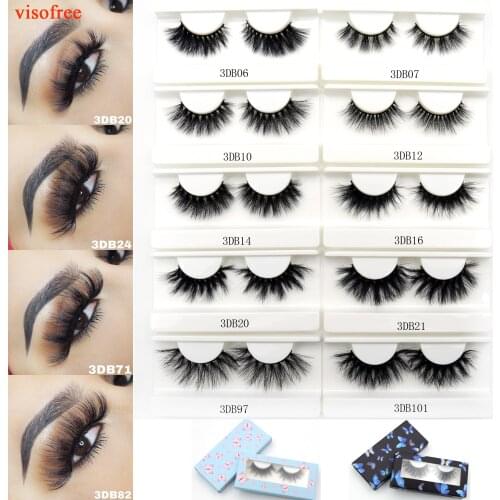 Visofree 25mm Eyelashes 3D Mink Lashes Fluffy Soft Wispy Full Volume Crisscross False Eyelashes Reusable Lashes Makeup Fake Lash