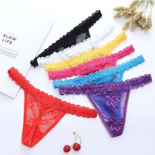 Sexy women g-string underwear lace panties lingerie bikini pants thong intimatewear T-back Briefs Open buttocks low waist love