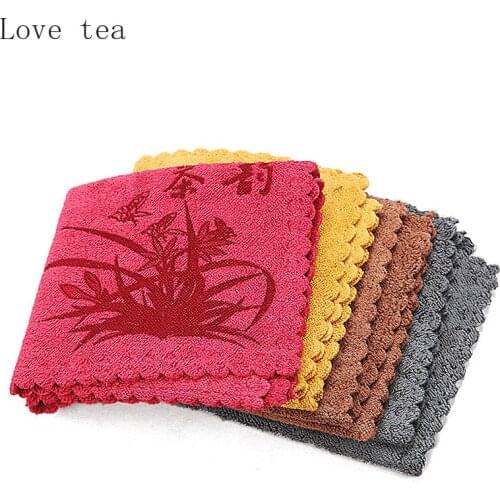 Embroidery Absorbent Tablecloth Kung Fu Tea Set Accessories Towel Tea Ceremony Cotton and Linen Wiping Pot Towel Wipes