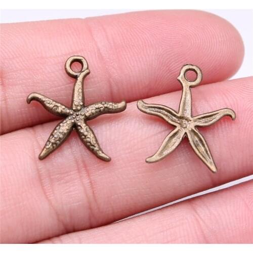 WYSIWYG 20pcs 18mm Vintage Starfish Pendants Charm For Jewelry Making Antique Bronze Color Starfish Pendants Charm Starfish