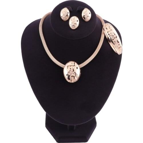 Women Bridal Jewelry Sets For Wedding Party African Beads Dress Accessories Set Earrings Pendant Necklace Ring Bracelet