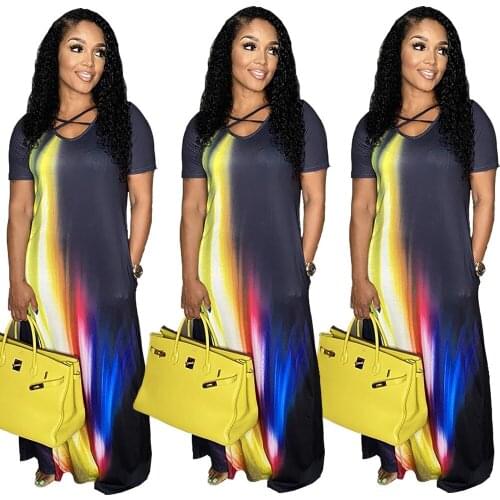 Wholesale Womens Round Neck Short Sleeve Bodycon Tank Dress Basic Colorful Slim Fit Party Club Casual Pencil Midi Dress