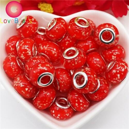 10Pcs Colors Big Hole Luminous Lampwork Glass Beads Fit European Pandora Bracelet Snake Chain Spacer Necklace Hair Beads Jewelry