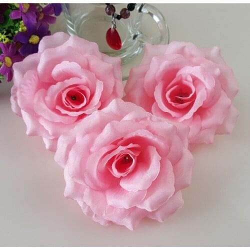 10cm Coral Powder Pink Artificial Rose Silk Flower Heads Decorative Flowers Wedding Party Banquet Decoration Can Mix 10Pcs/Lot