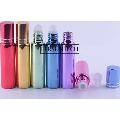 100pcs 5ML 10ML UV Glass Essential Oil Refillable Bottle Glass Roll On Bottle Cosmetic Perfume Aroma Packing Roller Bottle F3048