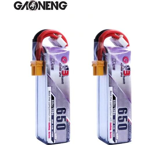 2PCS Gaoneng GNB 650mAh 3S 11.4V 60C/120C HV Lipo battery XT30 Plug for FPV Racing Drone 4 axis UAV RC Helicopter RC Drone part