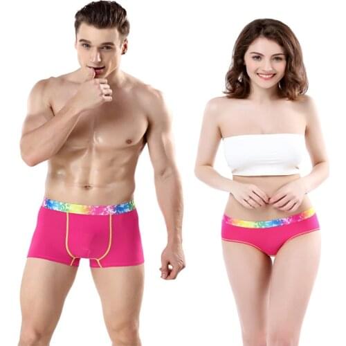 2021 New Cartoon Couple Underpants Cotton Low Waist sexy Men Boxers Fashion Female panties Couple Underwear Eamless Panties