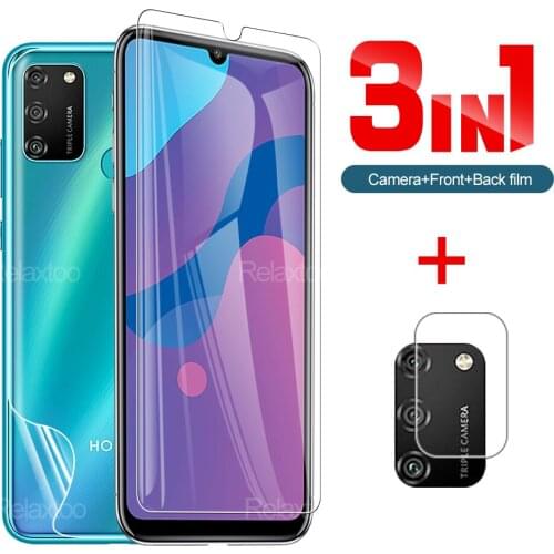 3-in-1 Tempered Glass And Hydraulic Film For Honor 8c 8s Screen Protector For Honor 9 Lite 9x Lite 9a Camera Protector Lens Film