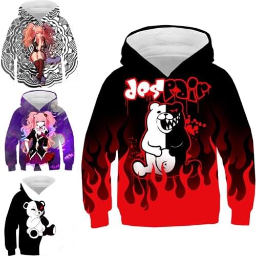 3D Lounge Wear Anime Sweatshirts Danganronpa Monokuma Sudadera Hombre Black and White Bear Graphic Hoodie Streetwear Harajuku
