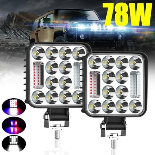 78W Led Work Light Bar 12v 24v for Tractor Trucks Spotlight 4" Led Strobe Warning Flashing Light Offroad Work Lamp Waterproof