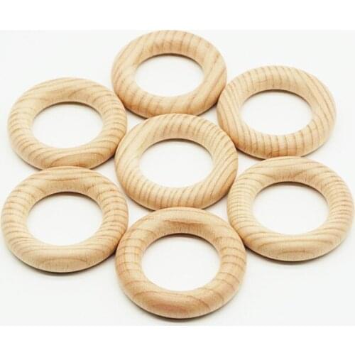 10pcs/lot 40mm 50mm Diy Jewelry Accessories Natural Beech Wood Ring Beads For Baby Bite Molar Donut Wood Beads Wholesale