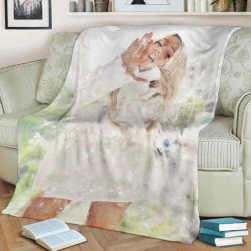 Ariana Grande ELLE Cover S 3D Print Plush Blanket Throw On Sofa Home Decor Soft Warmth Washable Nap Blanket Dropshipping