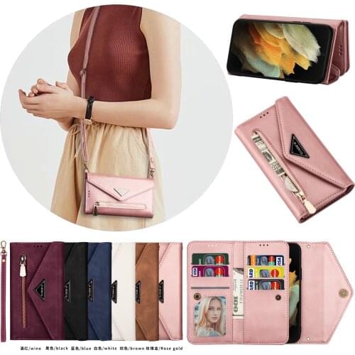 Crossbody Strap Flip Wallet Case For iPhone 12 Pro Max 11 Pro X XS Max XR 8 Plus 7 Plus 6S Plus 5 SE Protect Cover Lanyard Funda