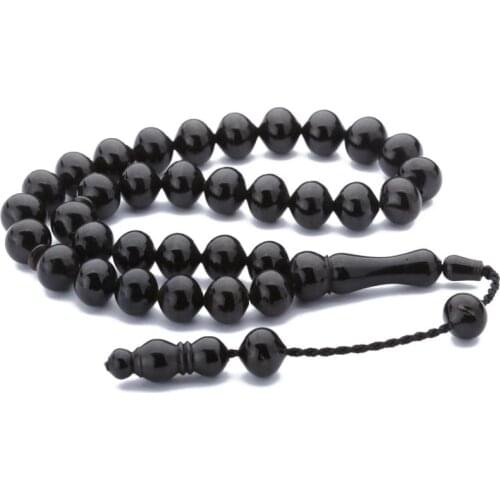 Black Natural Erzurum Jet Stone Prayer Bead Men Rosary Islamic Tasbih Made in Turkey