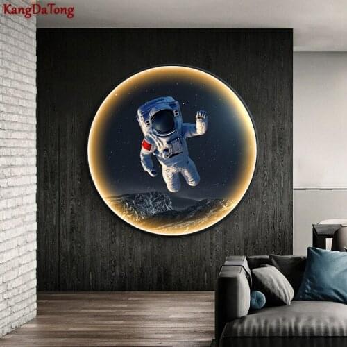 Astronaut Decorative Painting Led Wall Lamp Luminous Painting Creative Porch Corridor Fresco Hanging Painting Decorative Lights