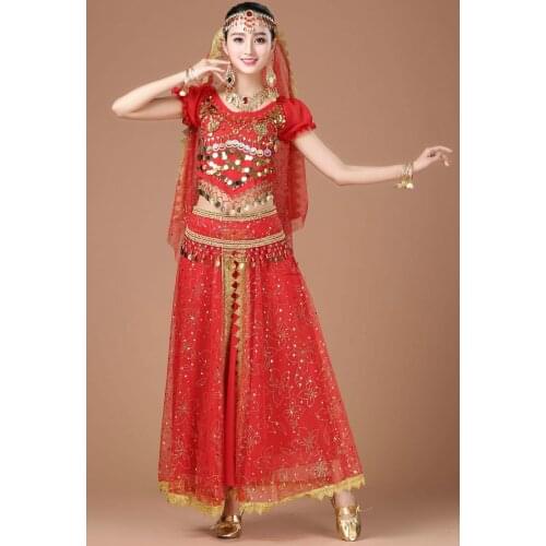 Egyptian Dance Wear Women Performance Indian Sari Outfit Bollywood Belly Dance Costumes Set Performance Oriental Costumes