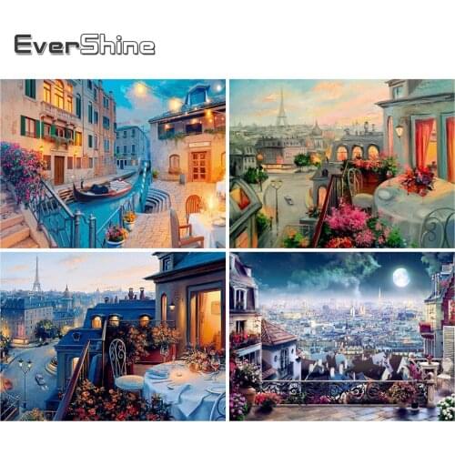 EverShine DIY Diamond Embroidery Town Handicrafts Gift Diamond Painting Landscape Picture Of Rhinestones Mosaic Decor For Home