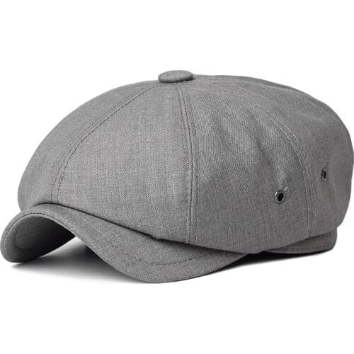 Mens Casual Newsboy Hat Spring Summer Breathable Retro Beret Hat Wild Casual Hats Unisex Octagonal Cap Fashion Solid Flat
