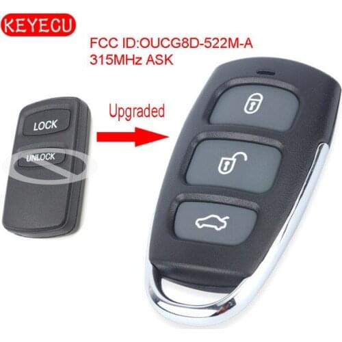 Keyecu Free Programming Upgraded Remote Car Control Key Fob 3 Button 315MHz for Mitsubishi Triton MK Series 2002-2006