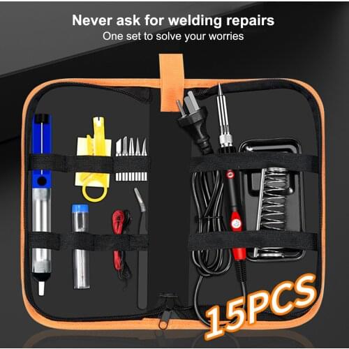 ELectric Soldering Iron Kit with Indicator Light Internal Heat Adjustable Solder Welding Tools Soldering Tips Desoldering Pump