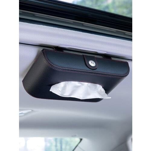 Leather Car Tissue Box Holder Sun Visor Armrest Skylight Seat Back Sunroof Hanging Napkin Paper Box Storage Decoration