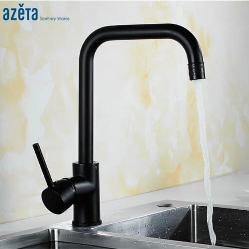 Azeta Black Kitchen Faucet 360 Rotate Kitchen Tap 2 Way Water Outlet Kitchen Sink Tap Deck Mounted Crane Kitchen Mixer AT9508AB