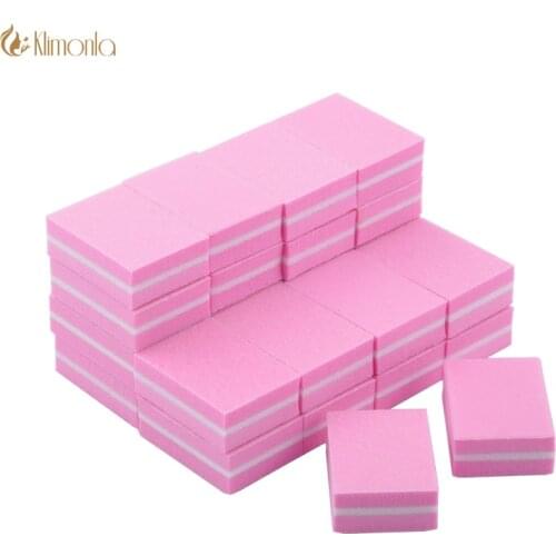 20Pcs/Lot Mini Sponge Nail File 100/180 Grit Pink Square Sanding Block Buffing File Design Emery Board Manicure Salon Nail Tools