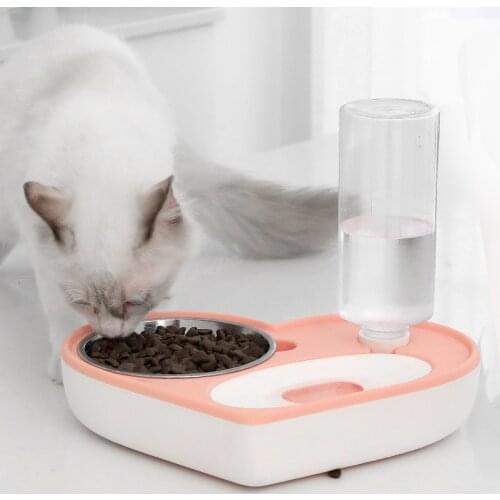 Pet Food Bowl with Water Feeder Bowl Cat Kitten Drinking Fountain Food Dish Pet Bowl Goods Automatic Water Feeder for Cat Dod