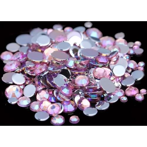 Many Sizes AB Acrylic Rhinestones Pink Color Shoes Clothing Decorations Sparkling Newest Nail Art Decorations