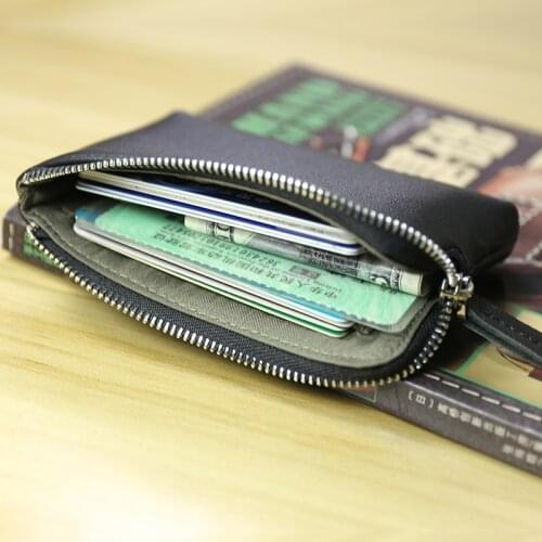 Multifunctional New Mens Leather Zipper Small Wallet Leather Mini Coin Purse Womens Card Case Coin Key Case