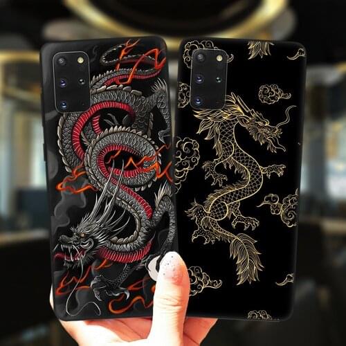 Fashion Chinese Vintage Dragon Black Phone Case For Samsung Galaxy S20 FE Ultra S10 Lite S9 S8 Plus S7 Edge S10E Silicone Cover