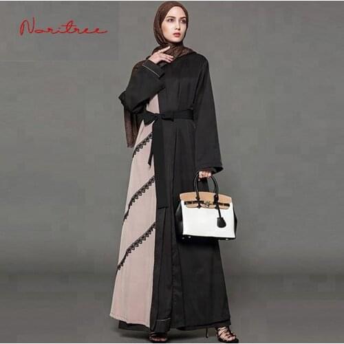 Plus size Muslim Adult Casual lace embroidery Robe Musulmane Turkish Dubai Muslim Abaya Robe Worship Service wj2317 with blet