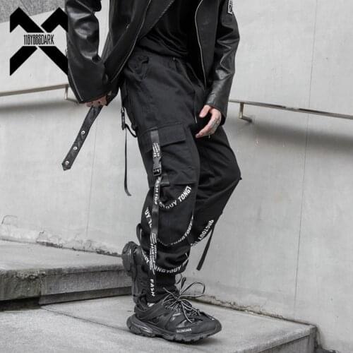 11 BYBBS DARK Ribbons Design Harem Pant Men Fashion Streetwear Punk Hip Hop Casual Joggers Trousers Male Dancing Pant DG254