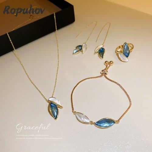 Ropuhov 2021 New 925 Silver Fashion Jewelry Woman Gift Bracelet Earrings Ring Necklace Set Charmelegant Luxury Bling Wholesale