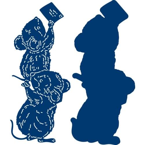 New Arrival 2021 Mouse Holding Greeting Card Die Cutting Dies Scrapbook Diary Decoration Stencil Embossing Template DIY Greeting