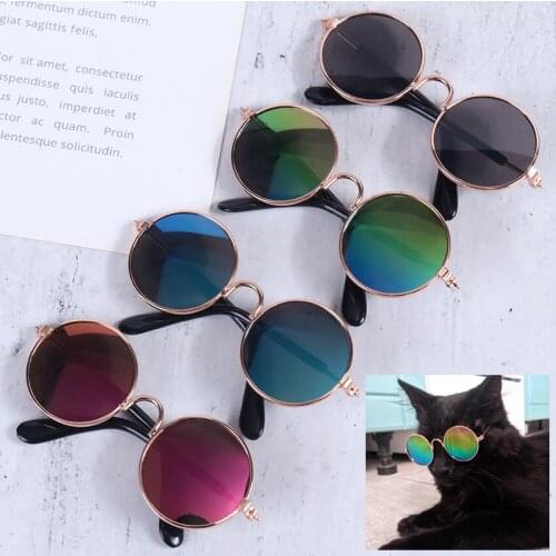 1PC Pet Products Lovely Vintage Round Cat Sunglasses Reflection Eye Wear Glasses For Small Dog Cat Pet Photos Props Accessories