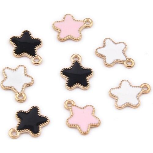 Wholesale 100pcs Gold Tone Plated Kawaii Stars Shape Necklace Pendant Charms Cute Star DIY Earring Keyring Ornament Accessories