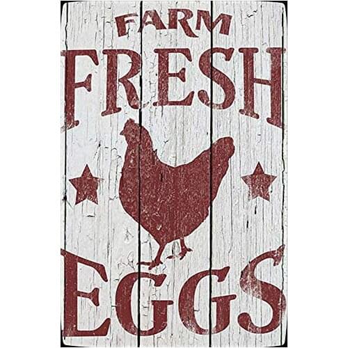 Original Retro Imitation Board Design Farm Fresh Eggs Chicken Metal Tin Sign Wall Plaque for Home Kitchen Bar Coffee Shop