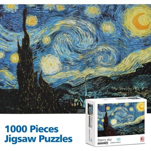 1000 Piece Puzzles for Adults-Romantic Starry Night Jigsaw Puzzle by Van Gogh -Educational Toys Gifts for Kids