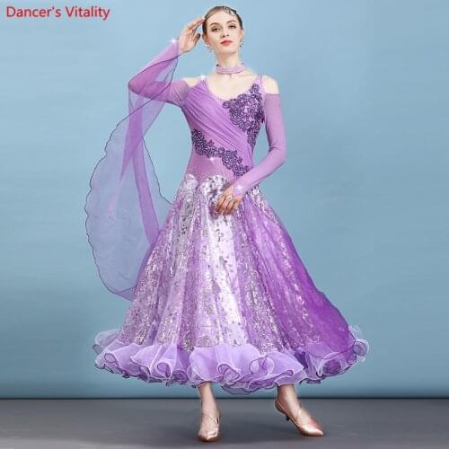 Rhinestones Dress Ballroom Dance Dress Competition Standard Dresses Modern Waltz Dance Costume Ballroom Dress Costumes